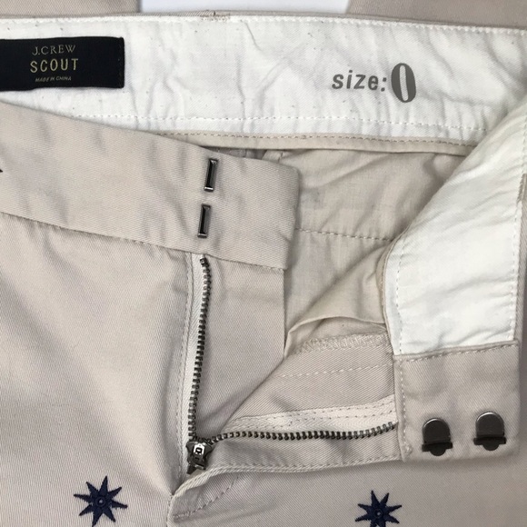 J. Crew Scout 100% Cotton Embroidered Stars Women’s Pants 0/2 - Picture 9 of 14